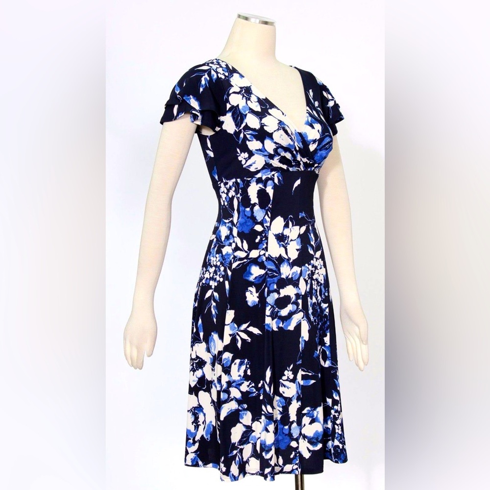 Lauren Ralph Lauren Floral Black Cap Sleeve Dress - Picture 2 of 4
